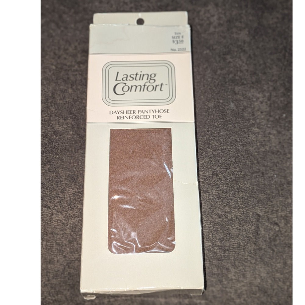 Lasting Comfort Daysheer Pantyhose Tan Size E Reinforced Toe Vintage No 2522 USA